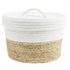 Panière avec couvercle coton jute blanc et naturel grand modèle Ø27xH18cm < Gifi Hot