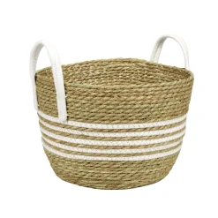Panière avec grandes anses fibre et coton Ø28xH24cm Taille S