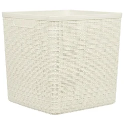 Panière Box Cube effet jute 17L 27x27x27cm beige