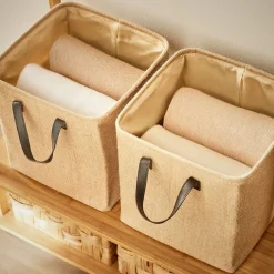 Panière Box Cube effet jute 31x31x31cm beige < Gifi New