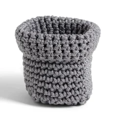 Panière carrée boucle effet tressé gris 10x10xH13cm < Gifi Online