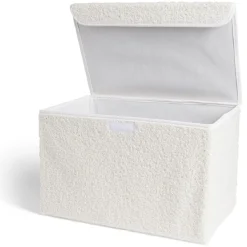 Panière coffre pliable tissu bouclette blanc 38x25xH25cm