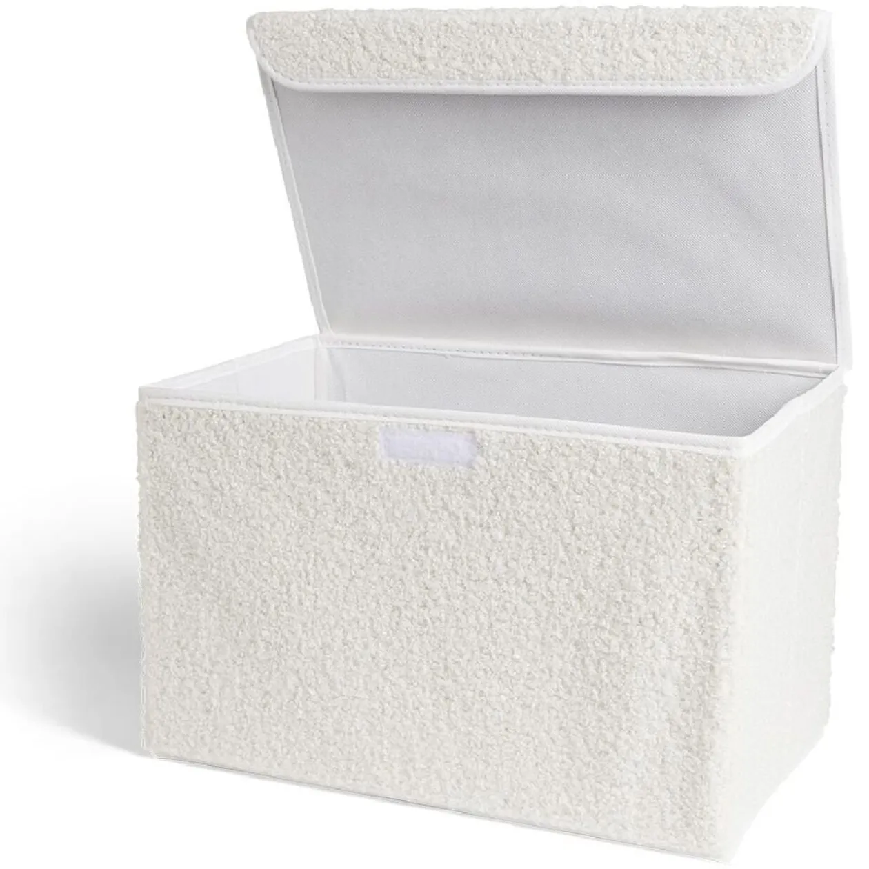 Panière coffre pliable tissu bouclette blanc 38x25xH25cm