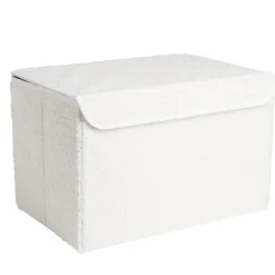 Panière coffre pliable tissu bouclette blanc 38x25xH25cm