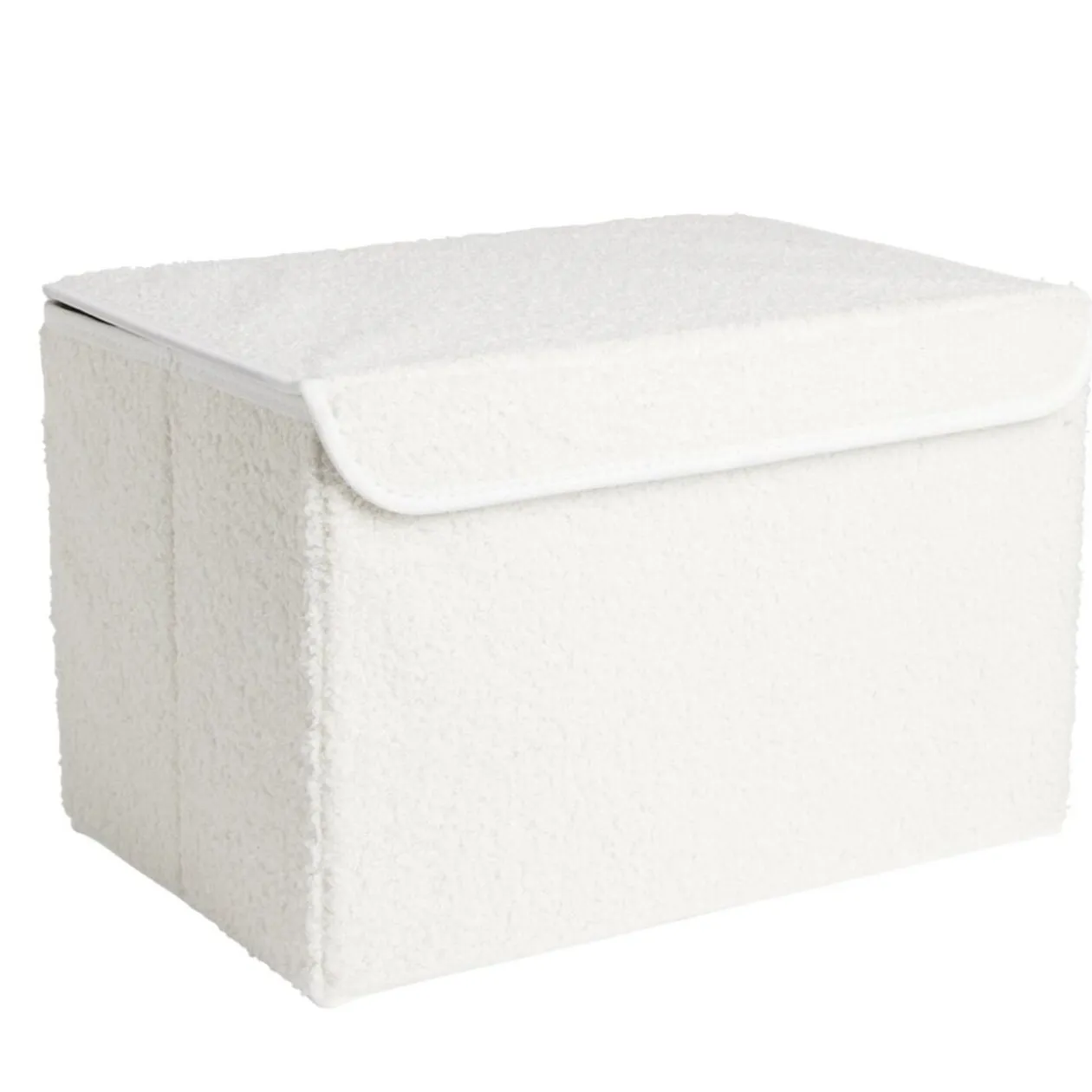 Panière coffre pliable tissu bouclette blanc 38x25xH25cm