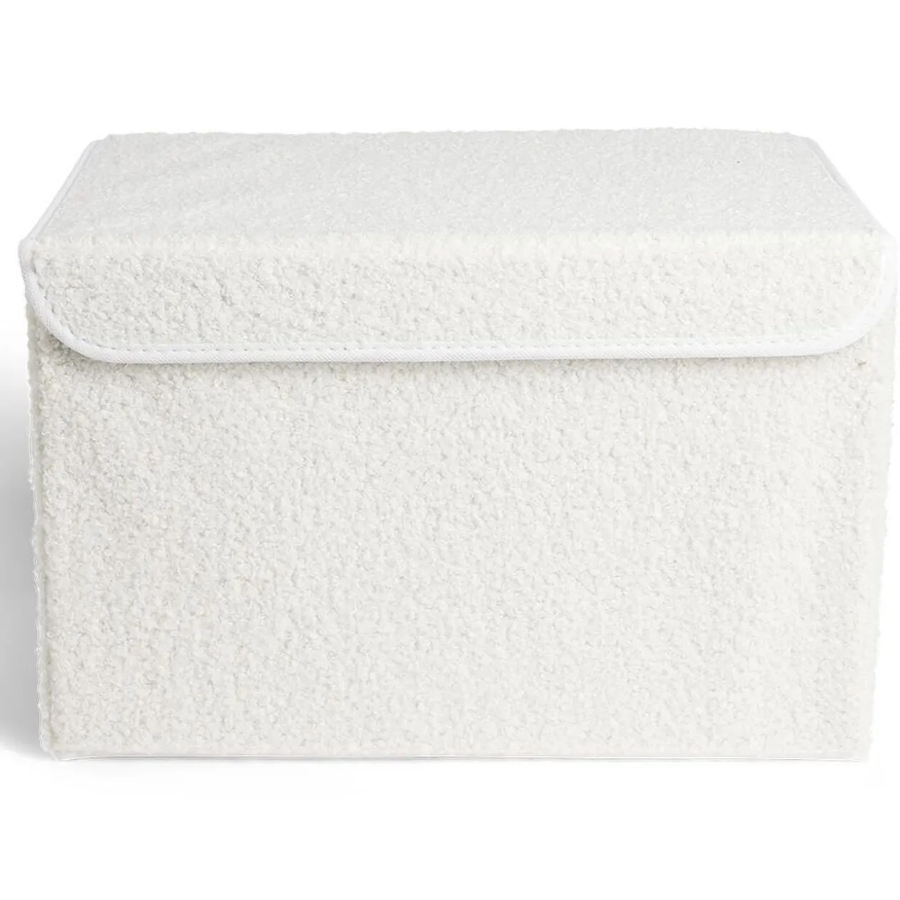 Panière coffre pliable tissu bouclette blanc 38x25xH25cm