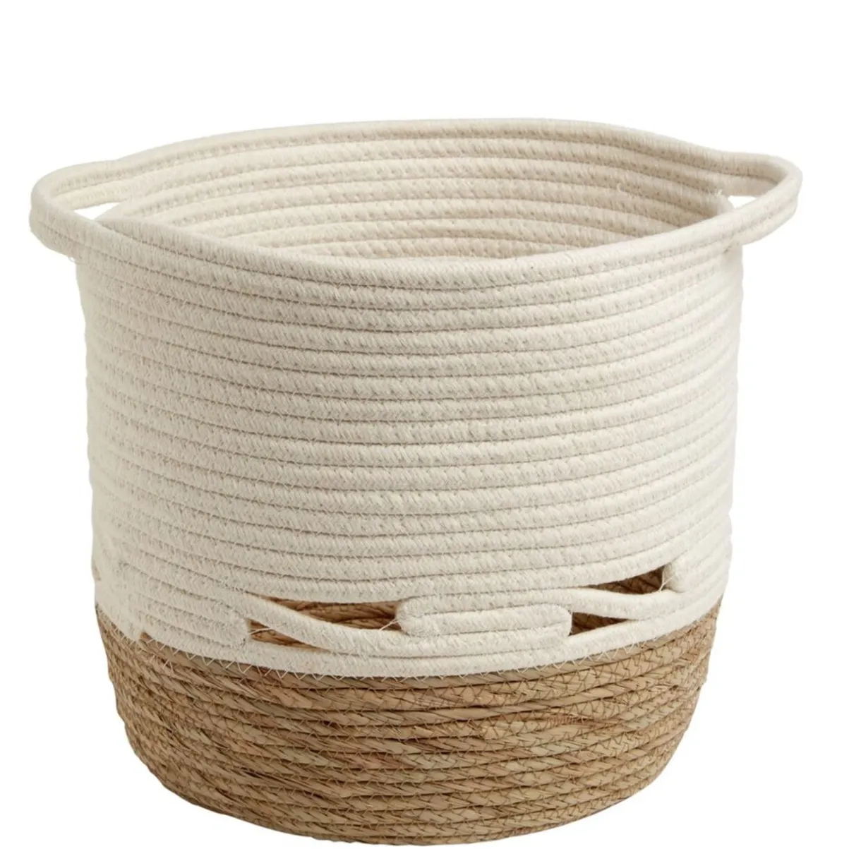 Panière coton jute blanc cassé et naturel grand modèle Ø30xH27cm < Gifi Best