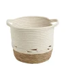 Panière coton jute blanc cassé et naturel moyen modèle Ø27xH23cm
