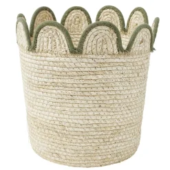 Panière décorative fibre naturelle et bord festonné Ø26xH26cm (3 modèles) < Gifi