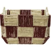 Panière de rangement carrée damier papier beige et rouge 34x34xH24cm