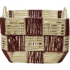 Panière de rangement carrée damier papier beige et rouge 29x29xH20cm < Gifi Outlet