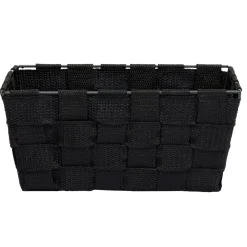 Panière de rangement carrée tissu tressé gris 21,5x21,5xH12cm