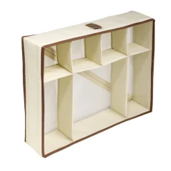 Panière de rangement compartimentée 16L 6 cases polycoton beige et marron 44x34cm < Gifi Outlet