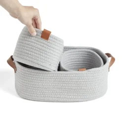 Panière de rangement coton tressé rose 22x16xH11cm - petit modèle < Gifi Outlet