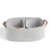 Panière de rangement coton tressé gris 38x25xH13cm - petit modèle