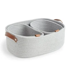 Panière de rangement coton tressé gris 38x25xH13cm - petit modèle