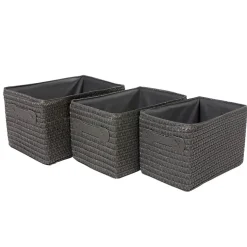 Panière de rangement grise effet tressé x3 < Gifi Outlet