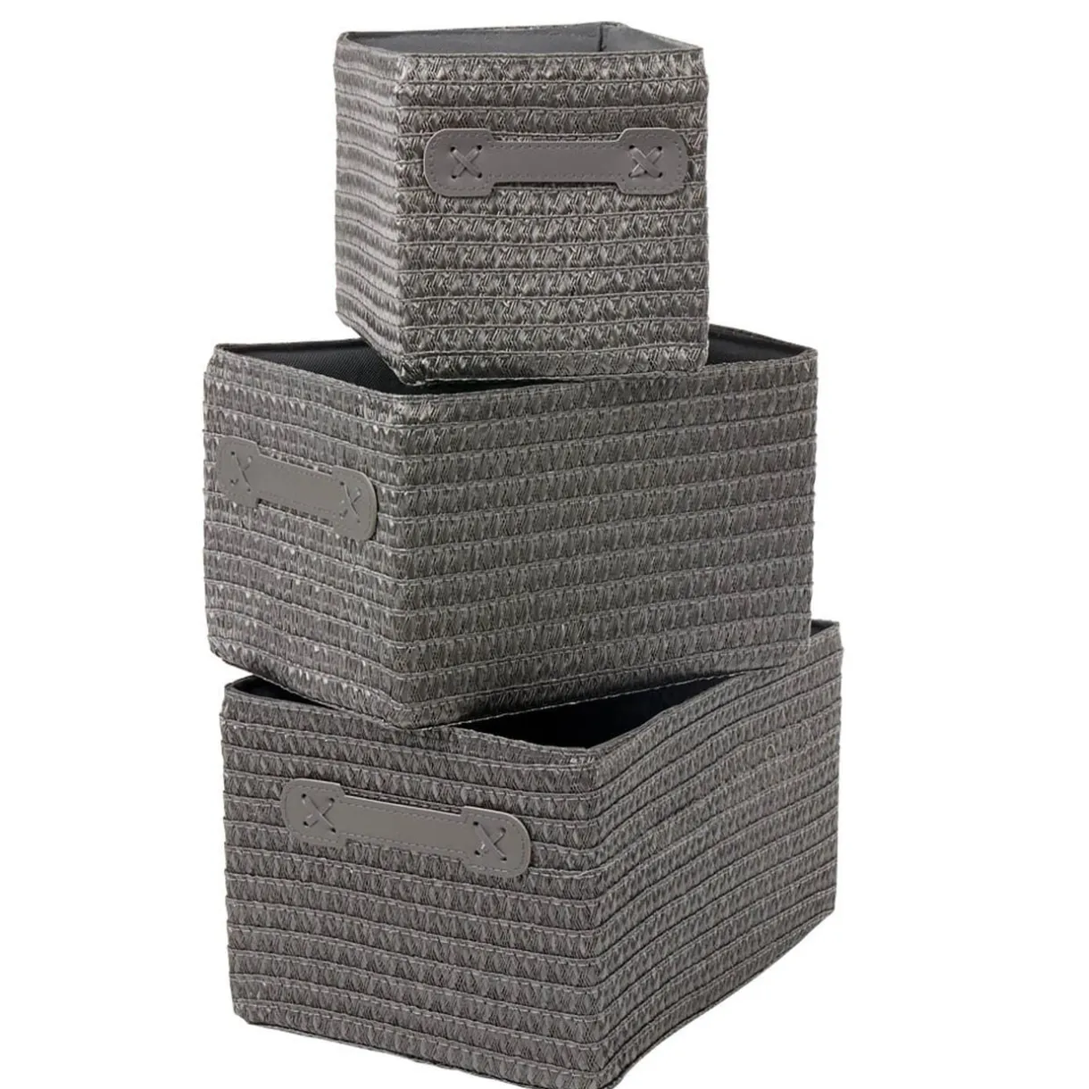 Panière de rangement grise effet tressé x3 < Gifi Outlet