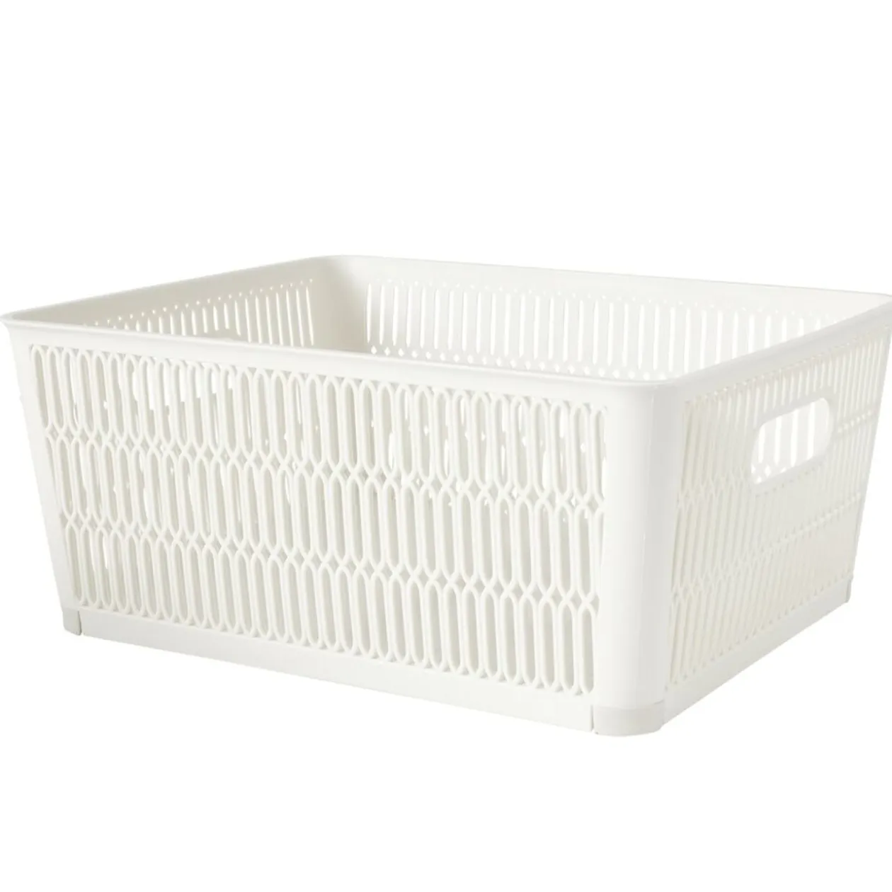 Panière de rangement 5,8L ajourée empilable plastique blanc 28x23xH12,5cm