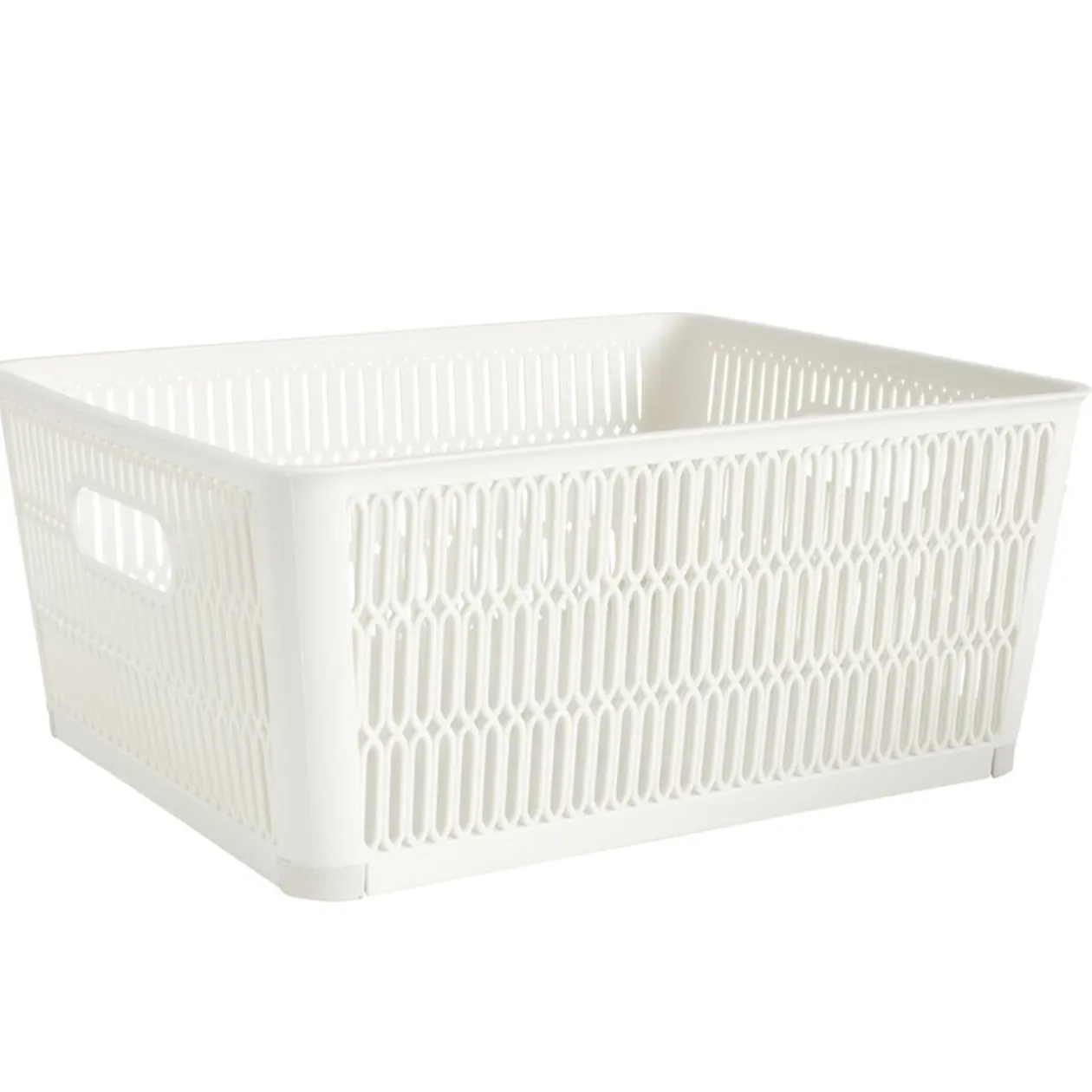 Panière de rangement 5,8L ajourée empilable plastique blanc 28x23xH12,5cm