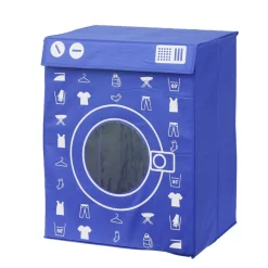 Panière de rangement à linge décor machine à laver bleu 44x35x55cm < Gifi Online