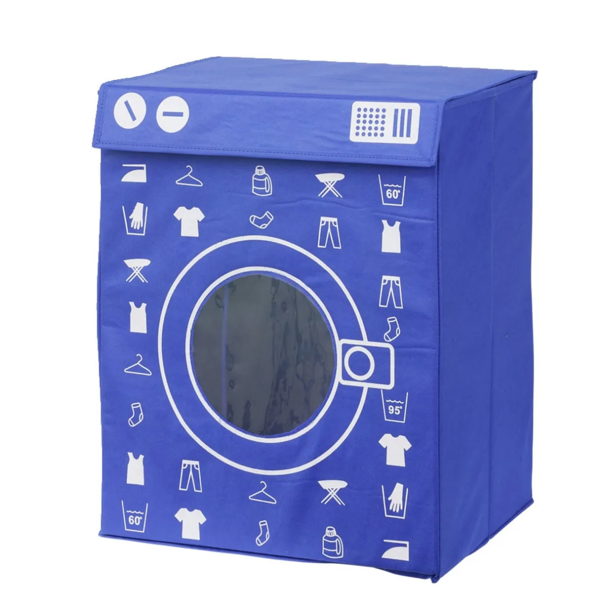 Panière de rangement à linge décor machine à laver bleu 44x35x55cm < Gifi Online
