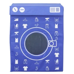 Panière de rangement à linge décor machine à laver bleu 44x35x55cm < Gifi Online