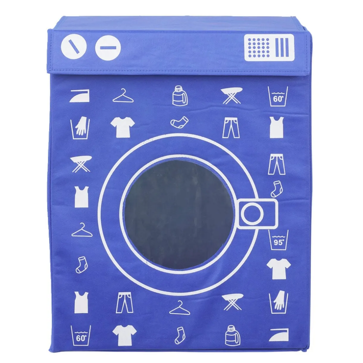 Panière de rangement à linge décor machine à laver bleu 44x35x55cm < Gifi Online