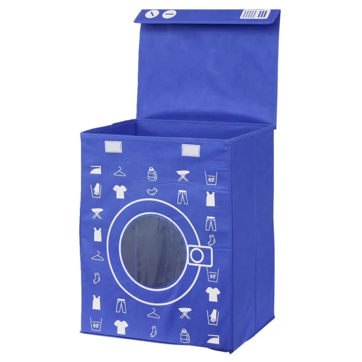 Panière de rangement à linge décor machine à laver bleu 44x35x55cm < Gifi Online