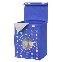 Panière de rangement à linge décor machine à laver bleu 44x35x55cm < Gifi Online