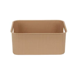 Panière de rangement 10L rectangulaire plastique marron 35x26,5xH12,5cm
