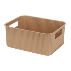 Panière de rangement 10L rectangulaire plastique marron 35x26,5xH12,5cm