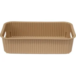 Panière de rangement 2L rectangulaire plastique marron 25,5x17xH6cm