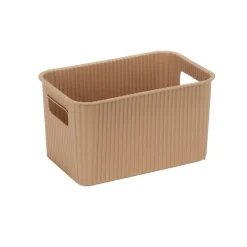 Panière de rangement 4L rectangulaire plastique marron 25,5x17xH12,5cm