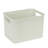 Panière de rangement 14L rectangulaire plastique blanc 35x26,5xH20cm < Gifi