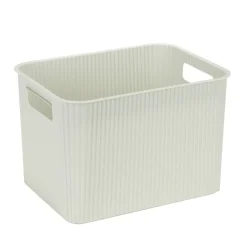 Panière de rangement 14L rectangulaire plastique blanc 35x26,5xH20cm < Gifi