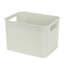 Panière de rangement 14L rectangulaire plastique blanc 35x26,5xH20cm < Gifi