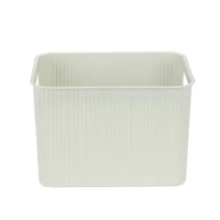 Panière de rangement 14L rectangulaire plastique blanc 35x26,5xH20cm < Gifi