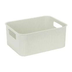 Panière de rangement 10L rectangulaire plastique blanc 35x26,5xH12,5cm < Gifi Discount