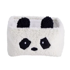 Panière de rangement panda Box Cub effet laine bouclée blanc et noir 30x20xH16cm