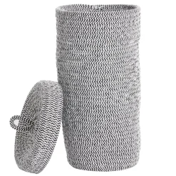 Panière de rangement papier toilette en coton effet tissé noir et blanc < Gifi Hot