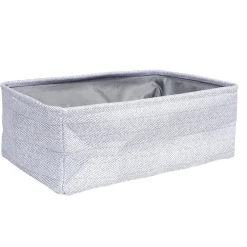 Panière de rangement rectangulaire tissé gris 35x24xH13cm