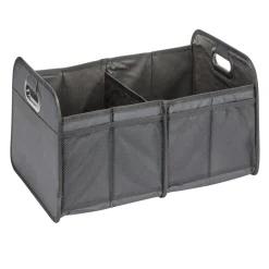 Panière de rangement rétractable 2 compartiments polyester noir 50x32xH27cm