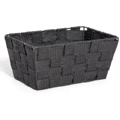 Panière de rangement tissu tressé noir 21,5x14xH10cm