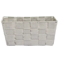 Panière de rangement tressée gris clair Taille S - 21,5x10xH14cm