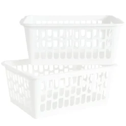 Panière de rangement x2 ajourée plastique blanc 36,5x25,5xH15,5cm < Gifi New