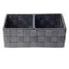 Panière de rangement x3 tissu gris foncé (1 grande et 2 petites)