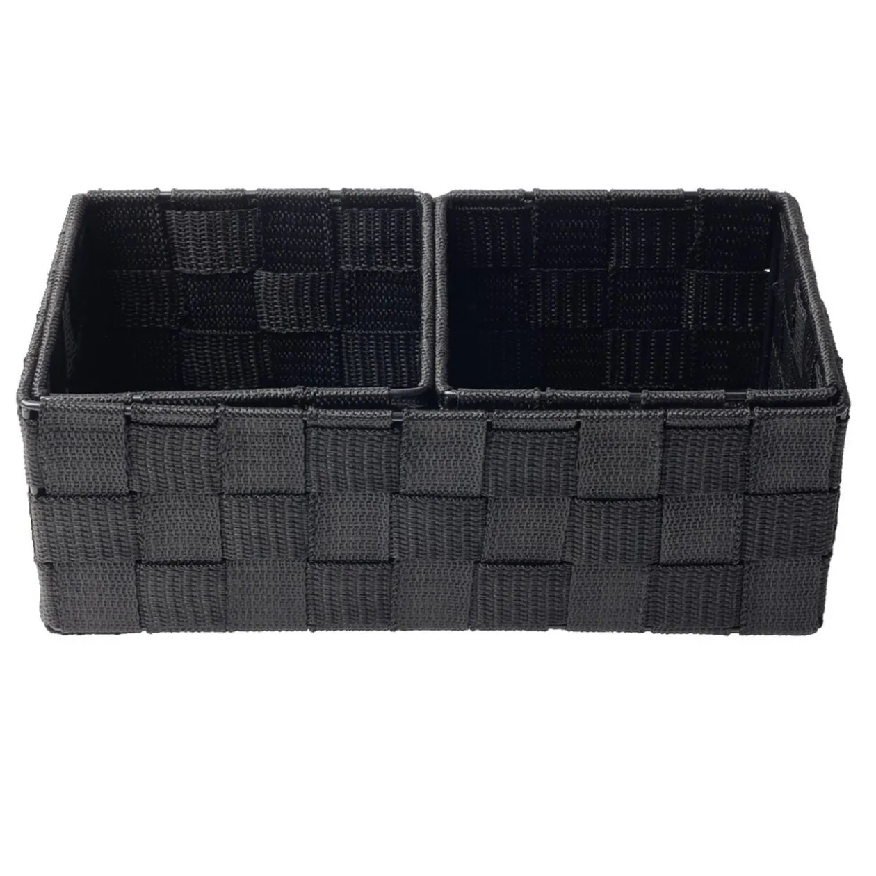 Panière de rangement x3 tissu gris foncé (1 grande et 2 petites)