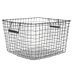 Panière en métal filaire noir 38x38xH25cm < Gifi Hot