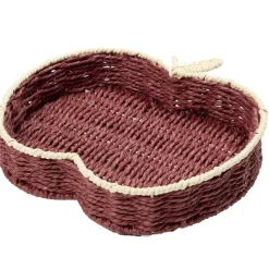 Panière en osier forme pomme rouge 28x29cm